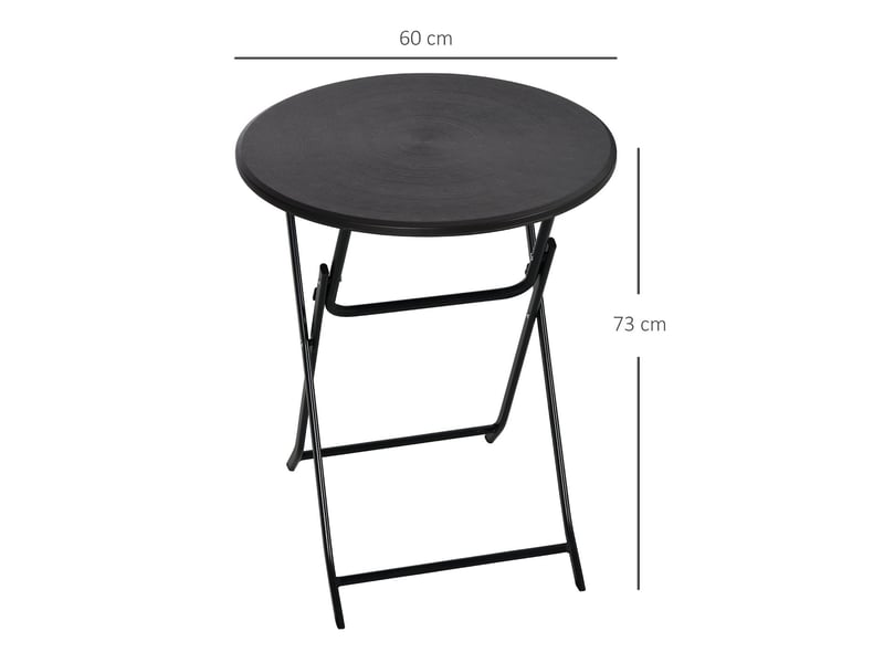  Table de jardin ronde pliable en acier et hdpe gris foncé ø 60 x 73 cm  - Conforama C