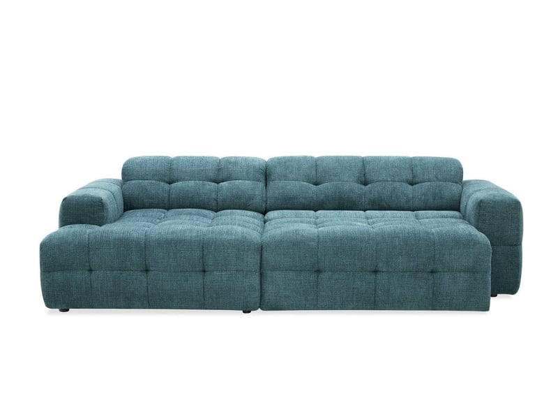 Canapé d'angle relax électrique en velours texturé bleu fedora - angle gauche KF9151-M3-BLE - Conforama E