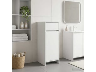 Armoire de salle de bain, meuble de rangement blanc 35x36.5x85 cm