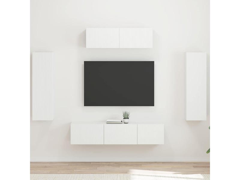 Meuble tv - banc tv - meuble de rangement 5 pcs blanc  - Conforama B