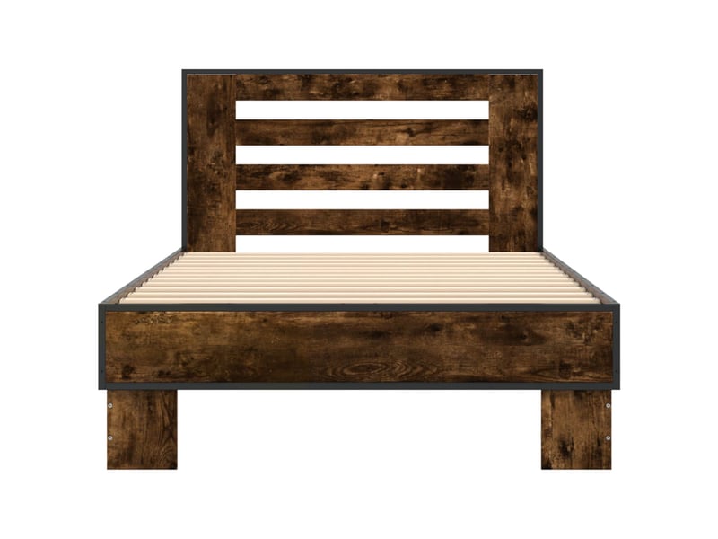  Lit simple- lit adulte -  cadre de lit avec tête de lit chêne fumé 80 x 200 cm  - Conforama C