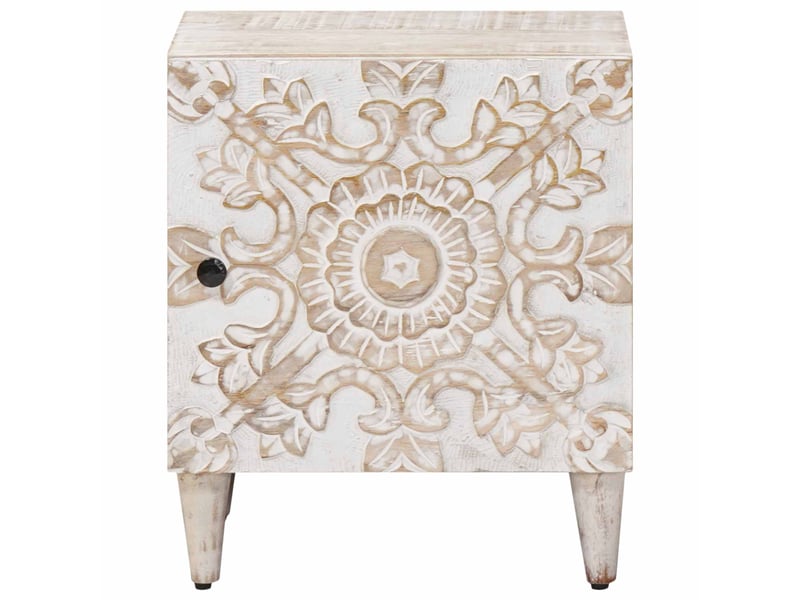  Table de chevet - cabinet de chevet - table de nuit blanc 40 x 33,5 x 46 cm bois de mangue massif  - Conforama B