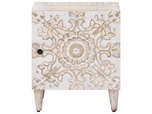 Table de chevet - cabinet de chevet - table de nuit blanc 40 x 33,5 x 46 cm bois de mangue massif