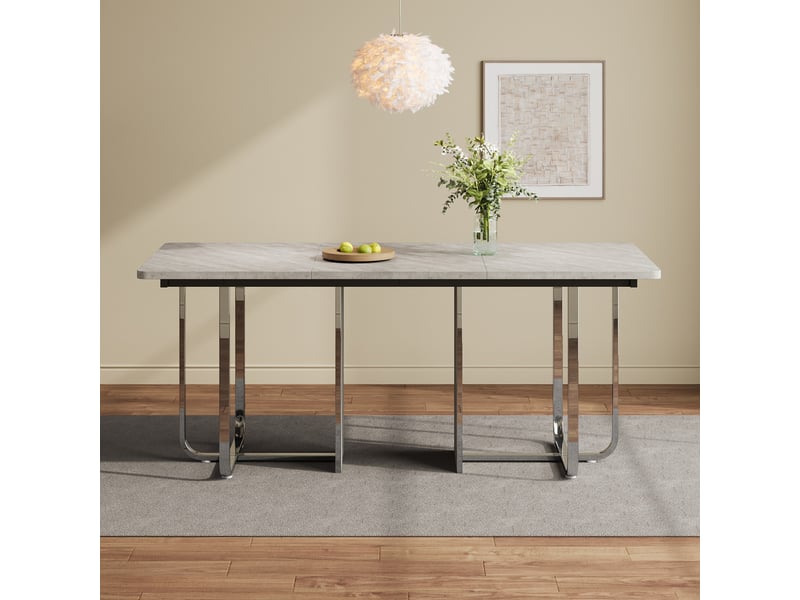 Table à manger 180x80 cm, grande table rectangulaire 6 personnes, pieds métal, structure stable Fay Lum - Conforama D