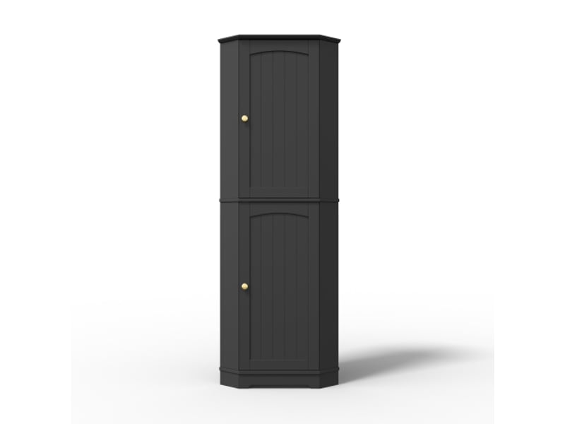 Meuble d'angle de rangement 2 portes, étagères réglables – buffet cuisinesalle à manger 42×42×166 cm  - Conforama A