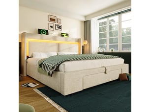 Lit coffre 160x200 cm <strong>XYLO</strong> <strong></strong> coloris beige