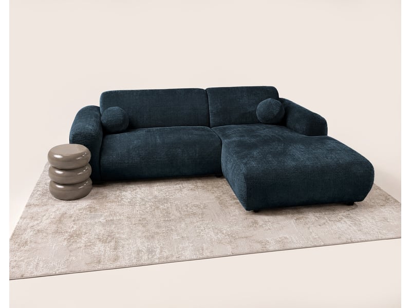  Louise - canapé d'angle droit 4 places en velours texturé - best mobilier - bleu LOUISE - Conforama D