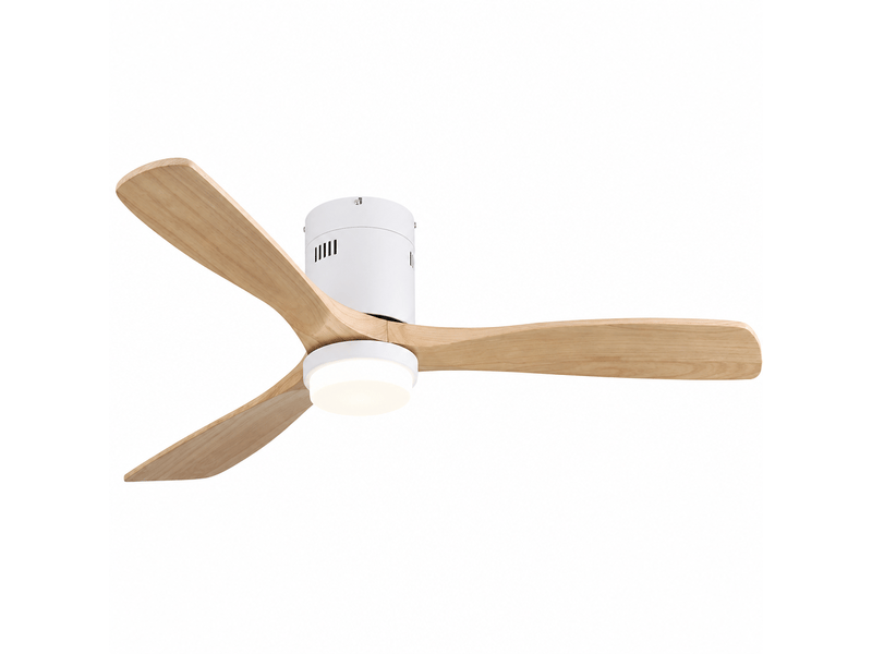  Ventilateur de plafond 52 pouces avec télécommande 6 vitesses 3 pales en bois massif éclairage led 18w moteur dc réversible pour salon  - Conforama A