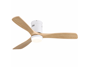 Ventilateur de plafond 52 pouces avec télécommande 6 vitesses 3 pales en bois massif éclairage led 18w moteur dc réversible pour salon