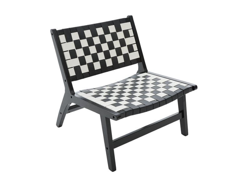 Fauteuil sans accoudoirs tressé 71x66x72 cm en pu noir et blanc - Conforama A