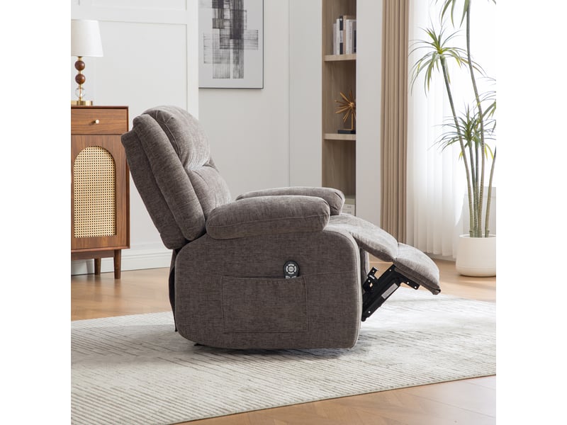  Fauteuil relax manuel massant et chauffant en chenille gris Fay Lum - Conforama D