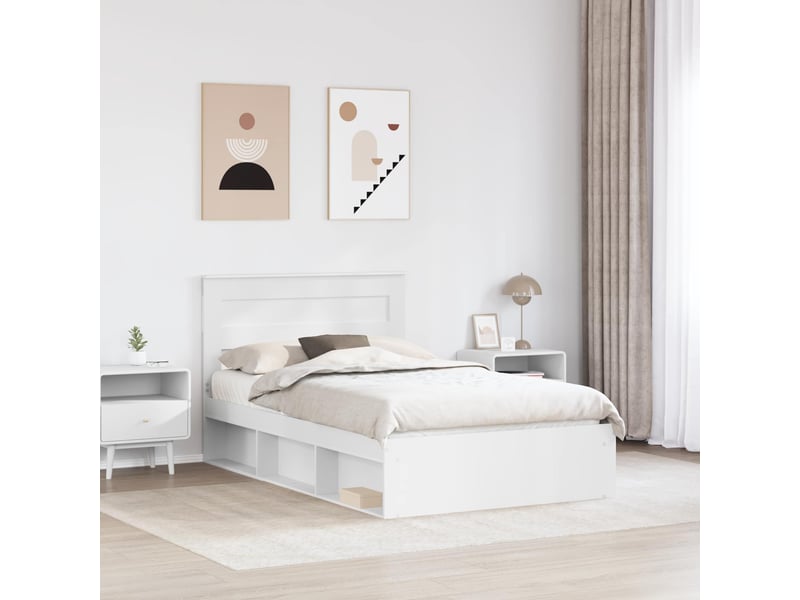  Lit double- lit adulte -  cadre de lit blanc 120 x 190 cm bois de pin massif  - Conforama B