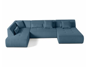 Canapé d'angle gauche fixe BESTMOBILIER ONYX 7 places Velours Bleu