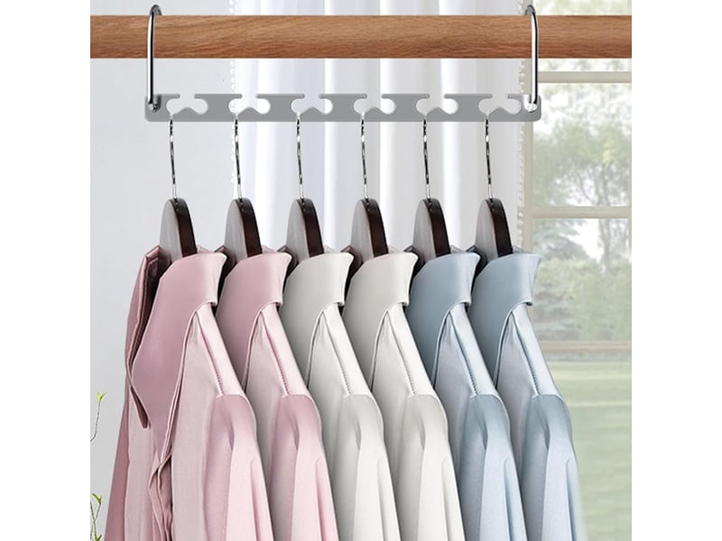  Crochets muraux cintres gain de place, organiseurs de placard antidérapants, cintres multi-usages, argentés, 6 pièces, gris XLH-ZLS-000837ZLS - Conforama D