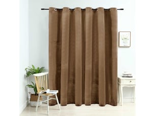 Rideau occultant, rideau black-out avec anneaux en métal velours beige 290x245 cm cf43951