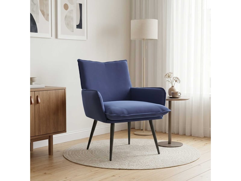 Vidaxl fauteuil bleu police velours - Conforama B