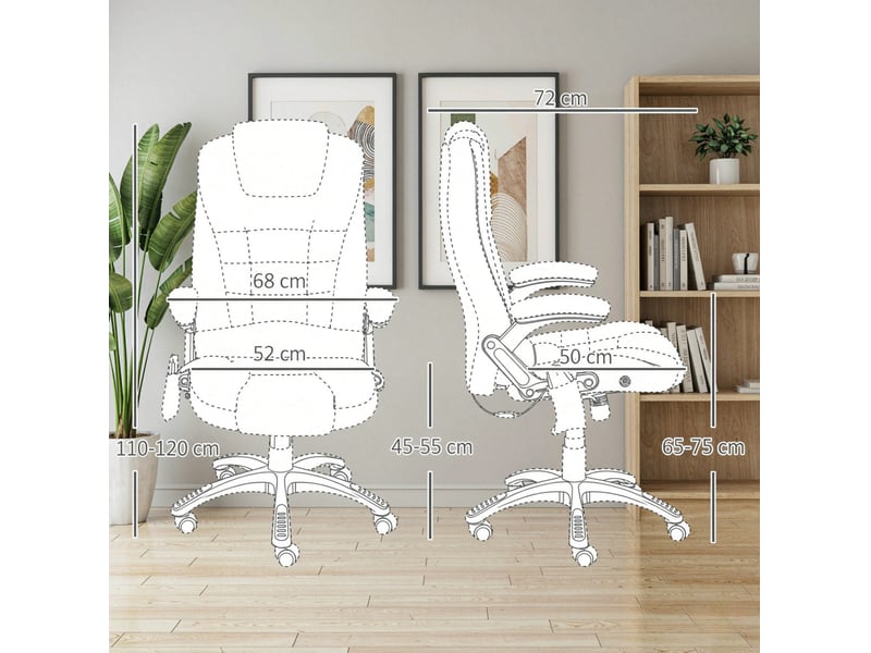  Fauteuil de bureau massant chauffant 68 x 72 cm – gris clair – inclinaison 120° et hauteur réglable  - Conforama C