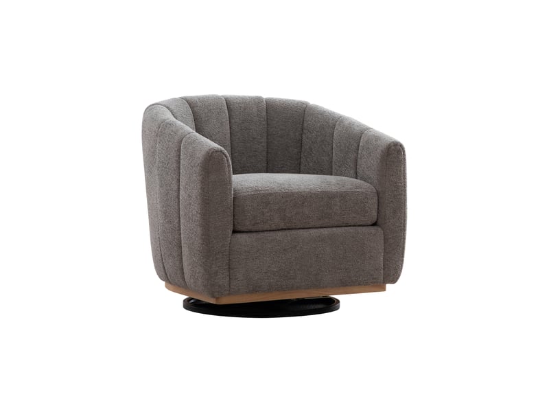  Fauteuil lounge pivotant avec repose-pieds en chenille gris – 81 x 73 x 75,5 cm Fay Lum - Conforama A