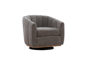 Fauteuil lounge pivotant avec repose-pieds en chenille gris – 81 x 73 x 75,5 cm
