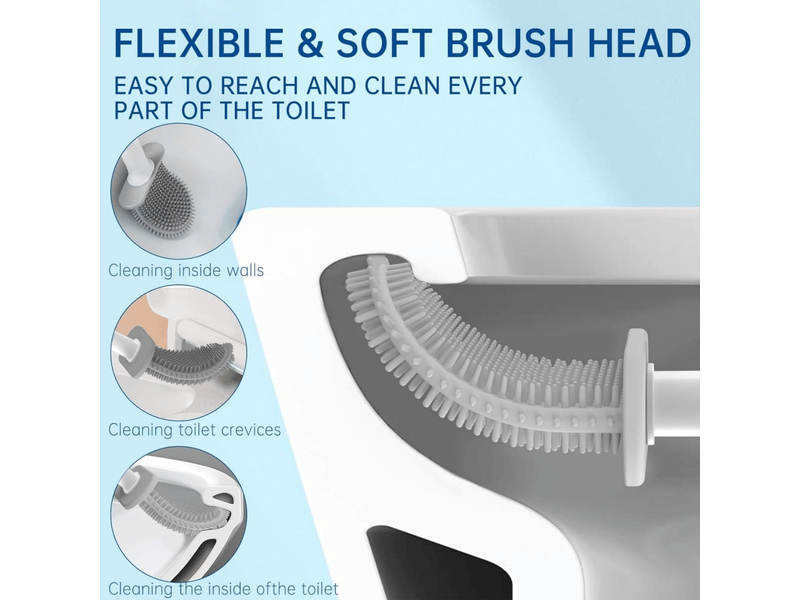  Brosse wc avec support, brosse wc flexible en tpr, sans perçage. Fixation murale ou sur pied (noir et blanc).  - Conforama C