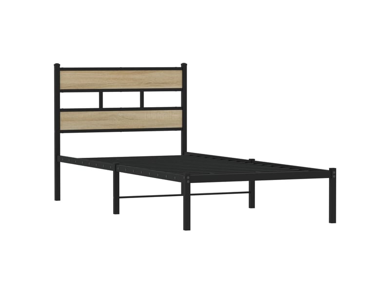  Lit simple- lit adulte -  cadre de lit en métal sans matelas chêne sonoma 100x200 cm  - Conforama B