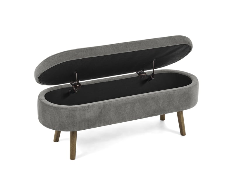  Banquette de rangement 110 x 40 x 42 cm gris foncé en chenille, coffre intérieur et couvercle hydraulique  - Conforama D