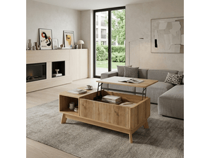 Table basse rectangulaire coloris bois clair <strong>URBAN MEUBLE</strong> <strong></strong> - 95 cmx95 cm