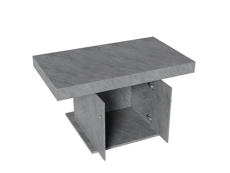  Table extensible, 140-180x80x76 cm, extension automatique et espace de rangement, panneau de particules, coloris gris  - Conforama D