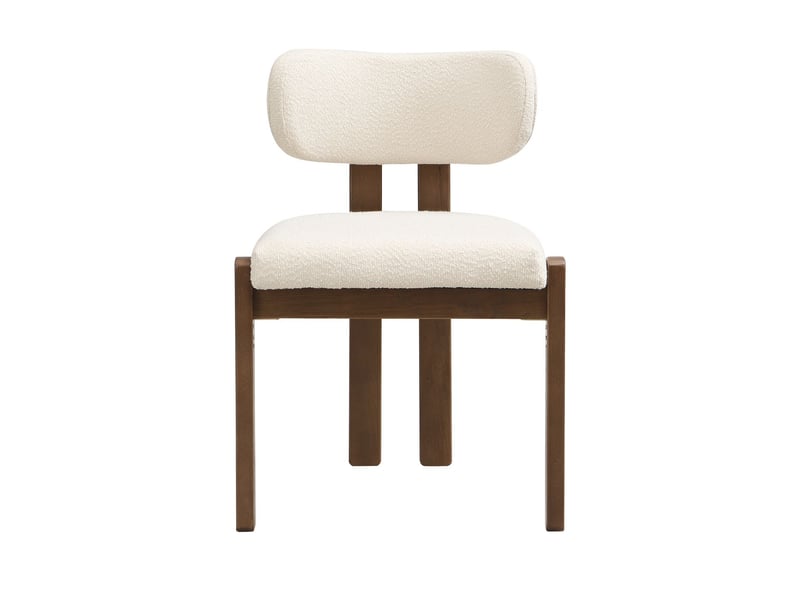  Lot de chaises 4 chaises assise confortable chaise repas en bois massif assise respirante revêtement bouclé finition noyer style moderne  - Conforama A