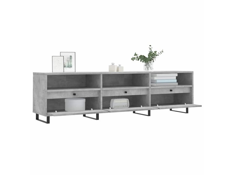  Meuble tv - banc tv - meuble de rangement gris béton 150x30x44,5 cm bois d'ingénierie  - Conforama D
