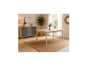 Salle à manger complète malmo avec table 6 places 160cm et buffet haut – chêne clair et gris