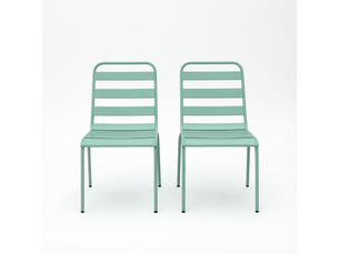 Lot de 2 chaises de jardin empilables 46x58x78 cm - vert - acier traité, pieds réglables pour extérieur