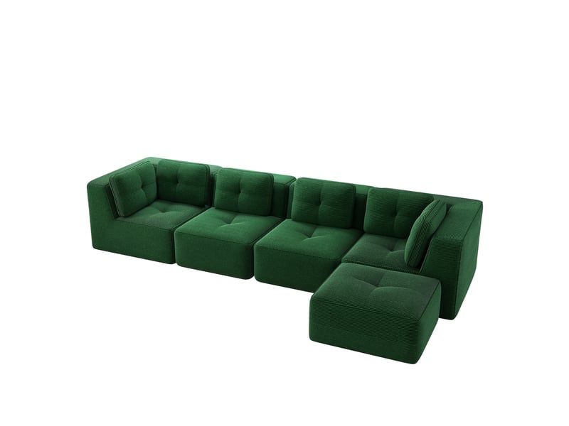  Canapé d’angle modulable 4 places velours côtelé vert – 386 x 177 x 69 cm Fay Lum - Conforama A