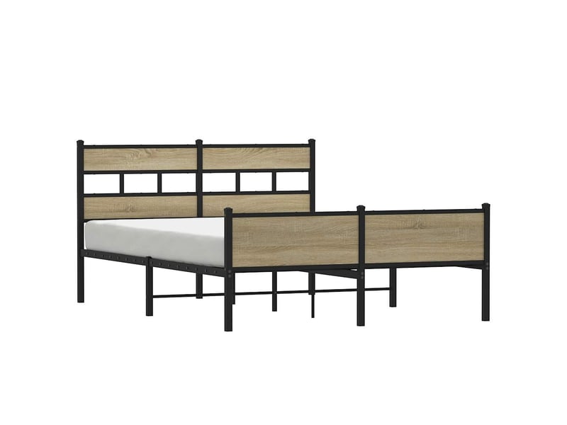  Lit double- lit adulte -  cadre de lit en métal sans matelas chêne sonoma 160x200 cm  - Conforama A