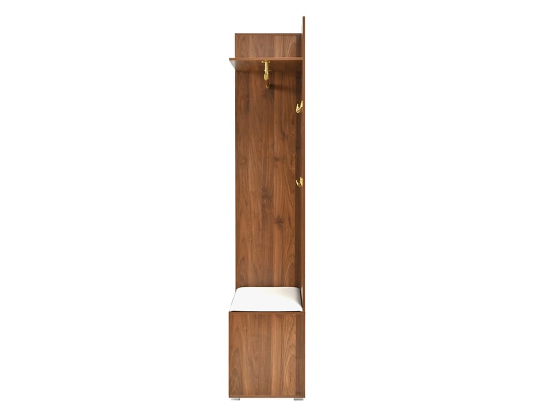  Ensemble d’entrée avec miroir, 6 patères dorées, meuble à chaussures, banc et led 16 couleurs  - Conforama E