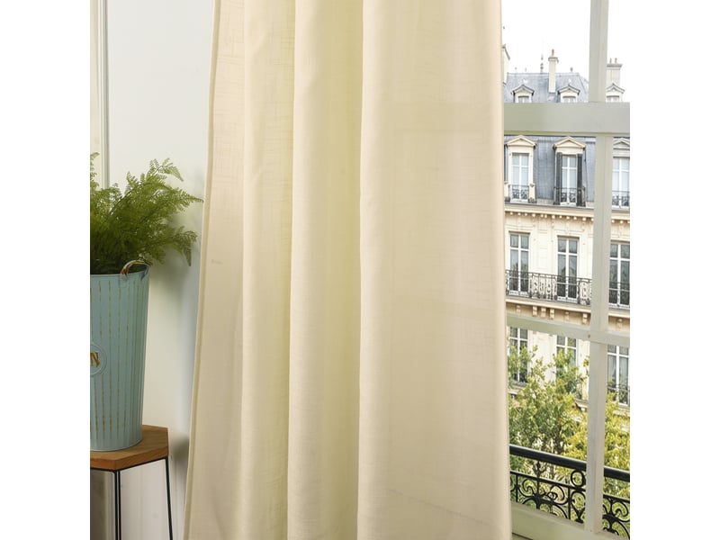 Rideau ajustable 140 x 270 cm + 8 anneaux pinces effet lin evasion sable CP-EVASION-SABLE - Conforama C