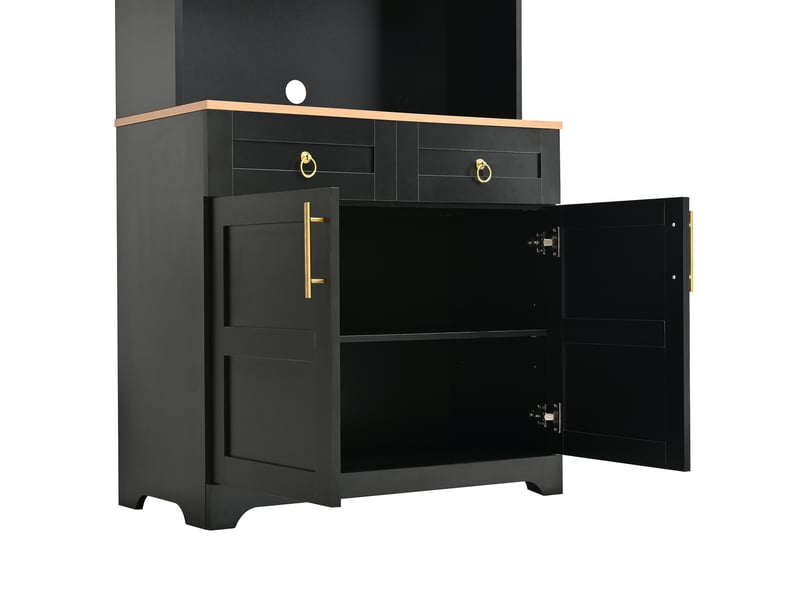 Buffet haut,80x40x180 cm,avec vitrine, led et prises usb,mdf,noir - Conforama D