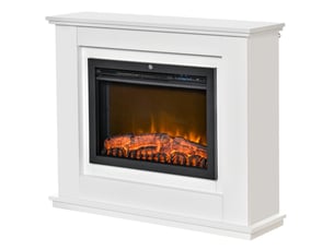 Cheminée électrique avec effet flammes réglable, cadre mdf blanc, 10002000 w, 98 x 27,5 x 80 cm
