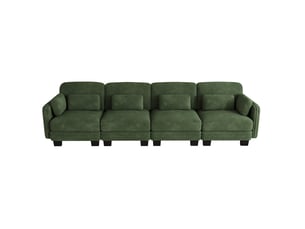 Canapé droit compressé fixe OKWISH  4 places Tissu vert