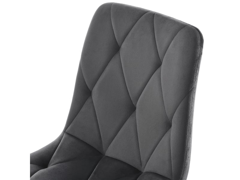  Lot de 4 chaises de salle à manger en velours gris foncé, assise rembourrée, pieds en métal, design moderne  - Conforama D