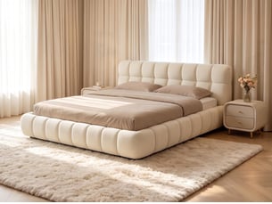Lit 2 places 160x200 cm <strong></strong> <strong></strong> coloris beige