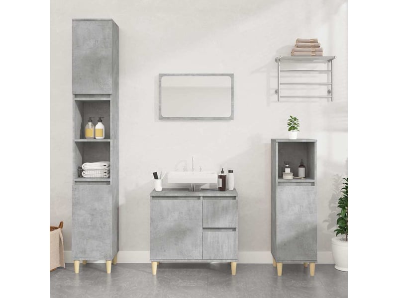  Armoire de salle de bain, meuble de rangement gris béton 65x33x60 cm shl3137  - Conforama B
