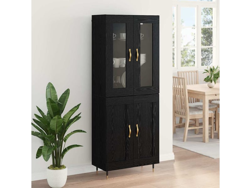 Buffet - haut armoire 2 pc chêne noir 69,5 x 34 x 180 cm - Conforama D
