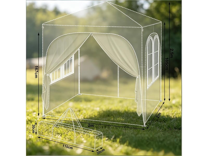 Gazebo extérieur élégant, tente événementielle, pavillon de jardin, abri terrasse - Conforama C