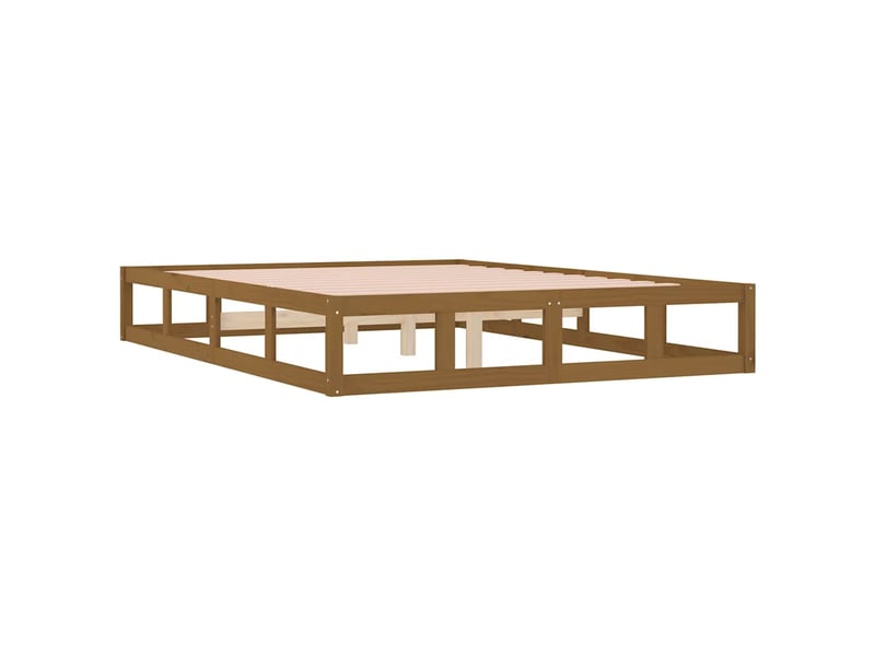 Lit double- lit adulte - cadre de lit sans matelas marron miel 150x200 cm bois massif - Conforama C