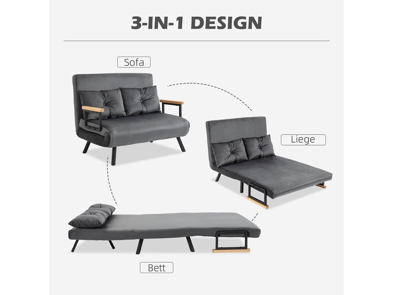  Fauteuil convertible - canapé-lit avec rangement intégré - coussins de dossier - 102 x 73 x 81 cm - aspect velours gris foncé  - Conforama D