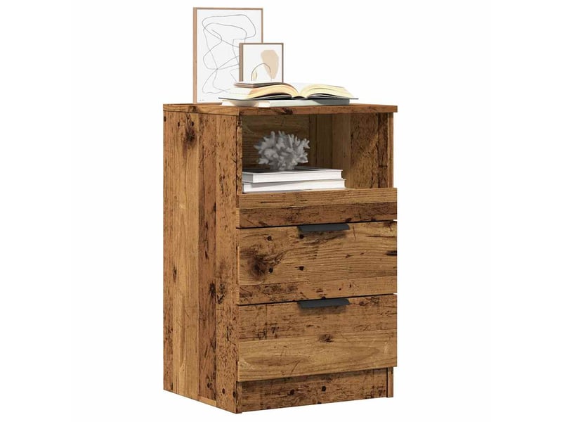  Vidaxl tables de chevet 2 pcs vieux bois ingénierie meuble rangement 40x36x65 cm chambre salon  - Conforama B