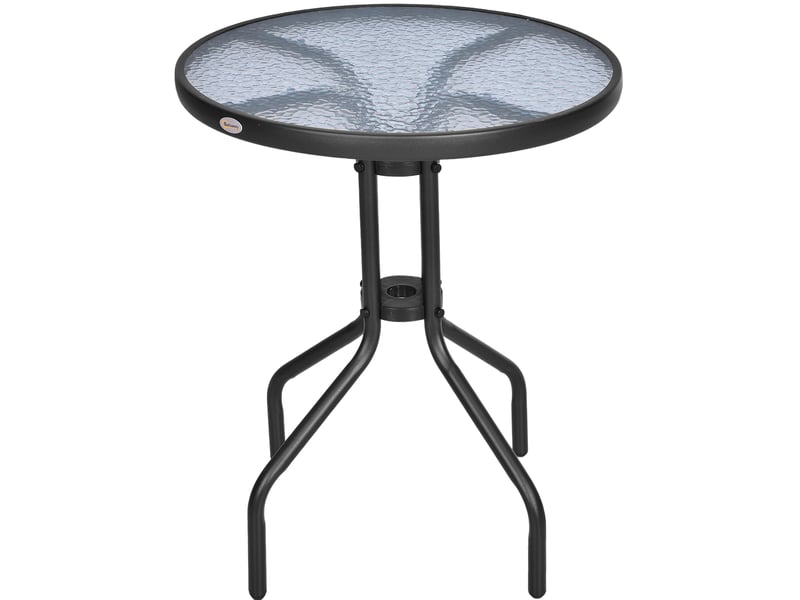  Table de jardin ronde ø60xh70cm en métal avec verre de sécurité, idéale pour balcon et terrasse  - Conforama A