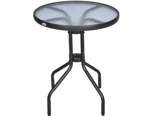 Table de jardin ronde ø60xh70cm en métal avec verre de sécurité, idéale pour balcon et terrasse