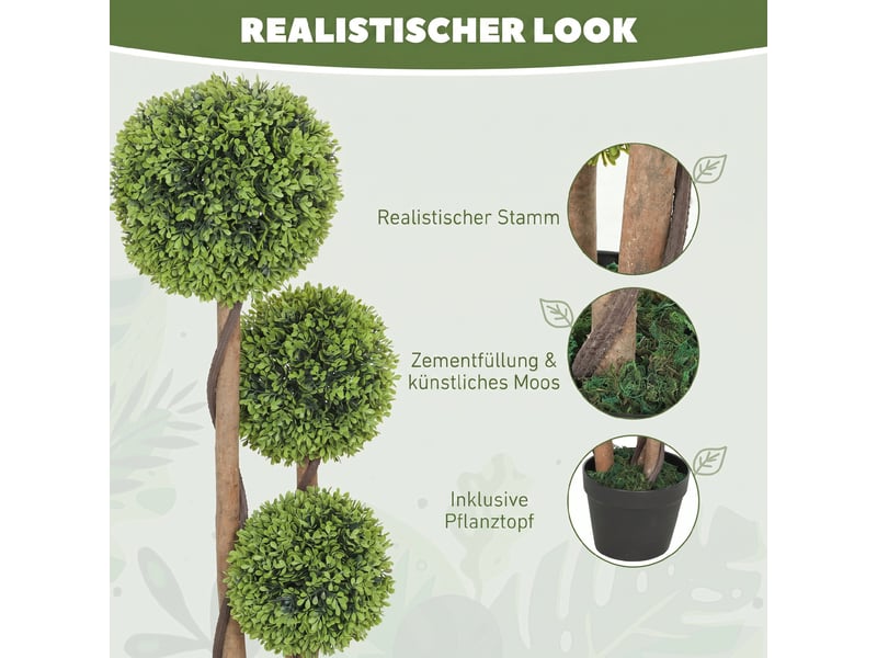  Lot de 2 buis artificiels en pot h 90 cm vert et noir  - Conforama D